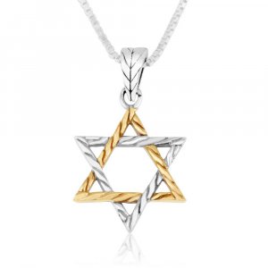 Sterling Silver Pendant Necklace - Two Toned Star of David