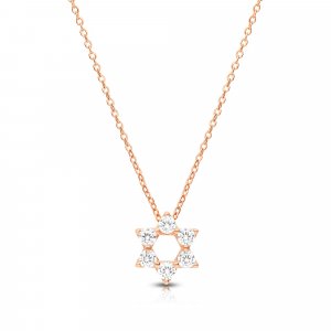 Star of David Pendant on Rose-Gold Plated Sterling Silver Necklace - Zircons