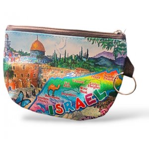 Colorful Polyester Change Purse  Jerusalem Sites with Map and Dove