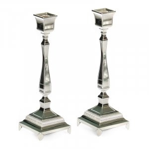 Silver Plated Gleaming Small Shabbat Candlesticks - Classic Design