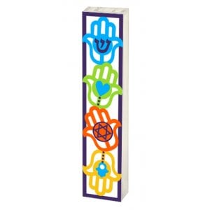 Dorit Judaica Clear Acrylic See-Through Mezuzah Case, Lively Hamsa Design