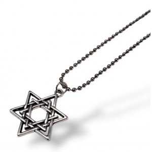 Pendant Necklace, Double Star of David  Stainless Steel