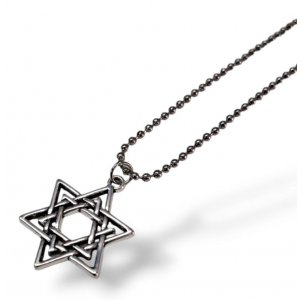 Pendant Necklace, Double Star of David – Stainless Steel