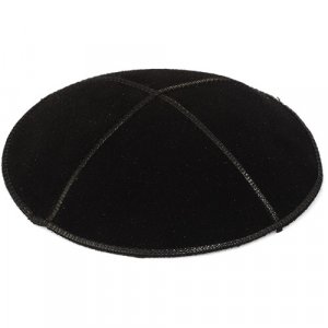 Black Suede Kippah with Black Trimming