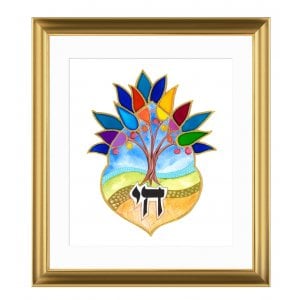 Dvora Black Tree of Life Chai Signed, Printed and Framed Blessing
