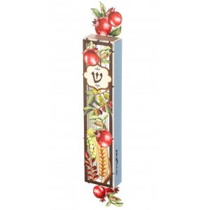 Dorit Judaica Acrylic Mezuzah Case, Seven Species of Israel Design