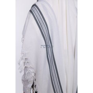 Hallel Wool Tallit Non Slip Prayer Shawl - Blue Stripes