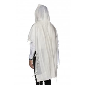 Modim Classic Wool Tallit Prayer Shawl - Pure White
