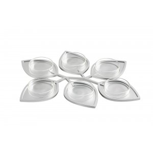 Israel Museum Anodized Aluminum Passover Seder Plate - Leaf Design with Glass Plates