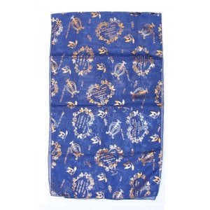 Exquisite Blue Chiffon Head Scarf - Song of Songs Gold Design