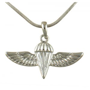 Rhodium Pendant Necklace with IDF Paratrooper Wings