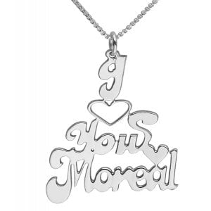 Silver English Name Necklace - I Love You