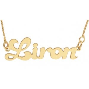 Gold Plated Personalized English Name Necklace - Cursive Letters