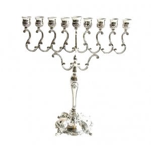 Silver Plated Chanukah Menorah, Swirls Design – 7.5 Inches Height