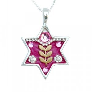 Pink Star of David Necklace by Ester Shahaf