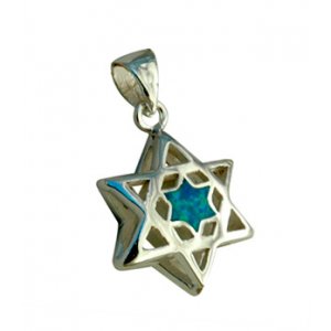 Silver and Opal Pendant - Magen David