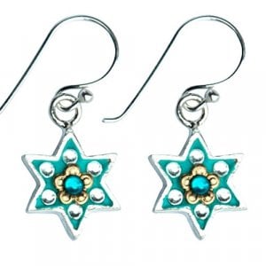Flowers Star of David Jewish earrings