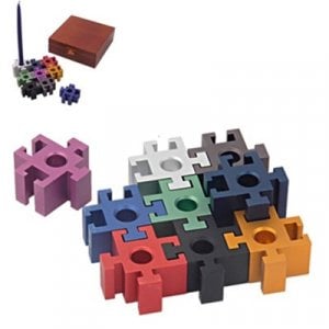 Dabach Judaica Anodized Aluminum Puzzle Pieces Chanukah Menorah - Colorful