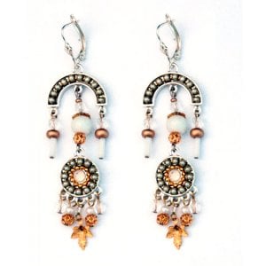 Metal Gray and Gold Color Dangle Earrings by Ester Shahaf