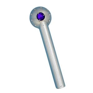 Shraga Landesman Magnifying Glass Mezuzah Case Blue Eye - Pewter