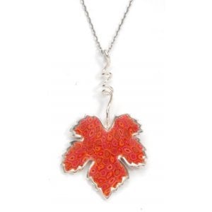 Coral Grape Leaf Necklace - SALE PRICE - 1 LEFT IN STOCK !