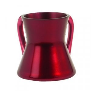 Yair Emanuel Gleaming Aluminum Small Hourglass Wash Cup - Burgundy