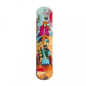 Yair Emanuel Small Hand Painted Wood Mezuzah Case - Fiddler on the Roof