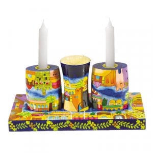 Yair Emanuel - Shabbat Candles and Havdalah Set, Hand Painted Wood – Jerusalem