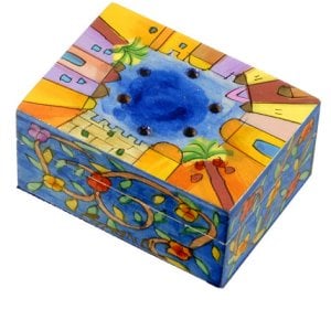 Yair Emanuel Hand Painted Wood Spice Box with Cloves - Jerusalem
