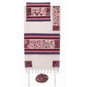 Yair Emanuel Hand Embroidered Woven Cotton Tallit Set, Matriarchs - Colorful