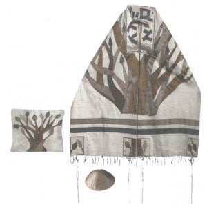 Yair Emanuel Embroidered Raw Silk Tallit Set, Tree Of Life