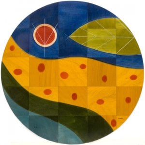 Round Floor Mat Yellow Path by Kakadu Art