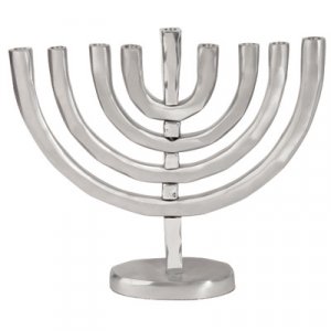 Yair Emanuel Anodized Aluminum Classic Arch Hanukkah Menorah - Silver