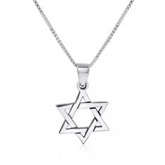 925 Sterling Silver Interlocking Triangles Star of David Necklace for Women or Men