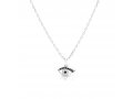 .925 Sterling Silver Necklace with Blue & White Zircons - Evil Eye Charm Pendant