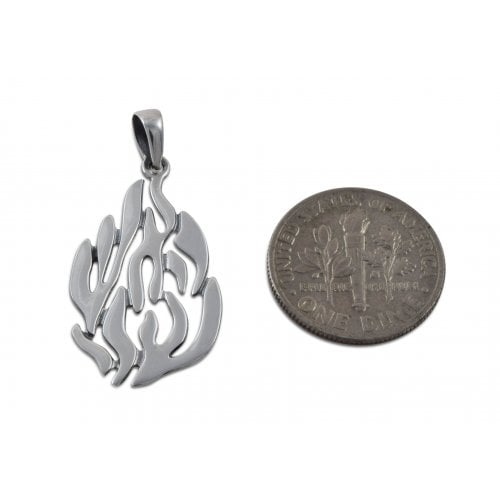 925 Sterling Silver Pendant - Flame Image of Breslev Ha'esh Sheli, My Fire