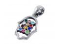 925 Sterling Silver Pendant Necklace - Hamsa with Colorful Choshen Breastplate
