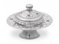 925 Sterling Silver Rosh Hashanah Honey Dish on Pedestal - Diamond Design