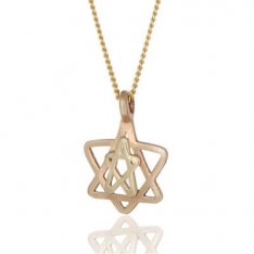 9k Gold Kabbalah Pendant David and Solomon By HaAri Jewelry