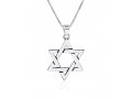 AJDesign Large Star of David Necklace 925 Sterling Silver Interlocking Triangles Pendant with Chain