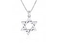 AJDesign Large Star of David Necklace for Men 925 Sterling Silver Interlocking Triangles Pendant with Chain