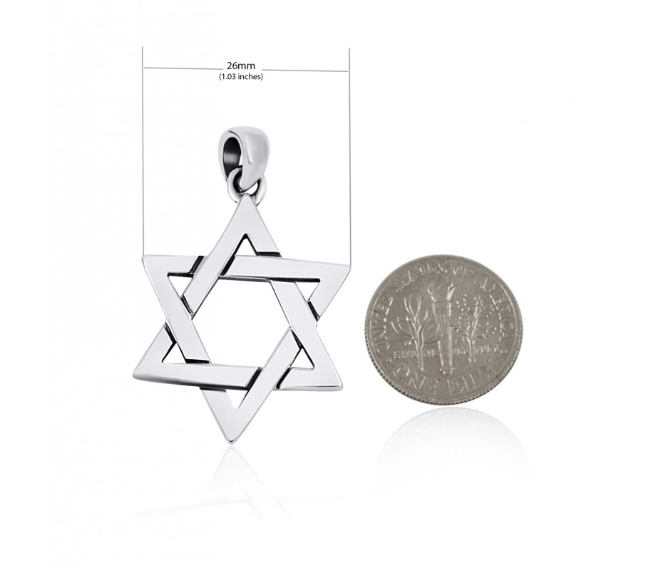 AJDesign Large Star of David Necklace for Men 925 Sterling Silver Interlocking Triangles Pendant with Chain
