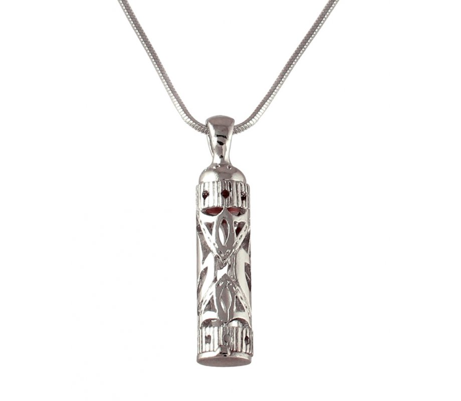 AJDesign Rhodium Mezuzah Style Necklace