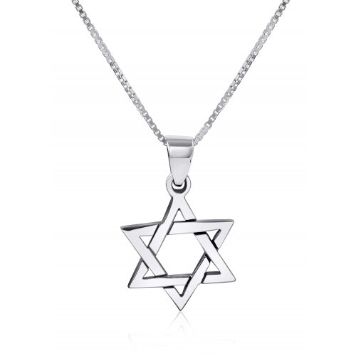 AJDesign Sterling Silver Interlocking Triangles Star of David Pendant with Chain