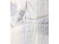 Acrylic Non-Slip Tallit, Textured Checkerboard Weave – White and Silver Stripes