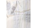 Acrylic Non-Slip Tallit, Textured Checkerboard Weave  White and Silver Stripes