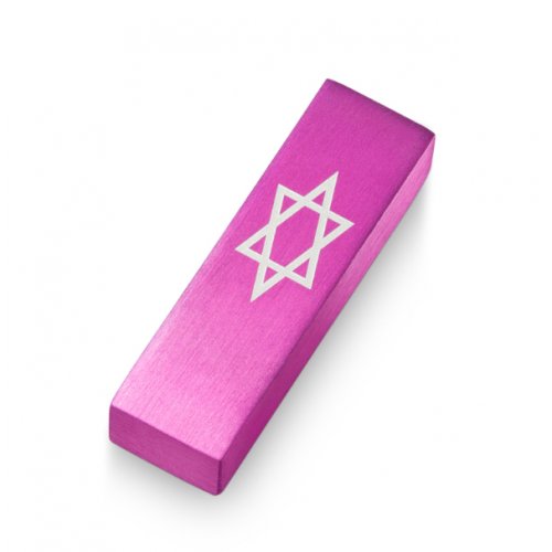 Adi Sidler Anodized Aluminum Car Mezuzah, Star Of David - Pink