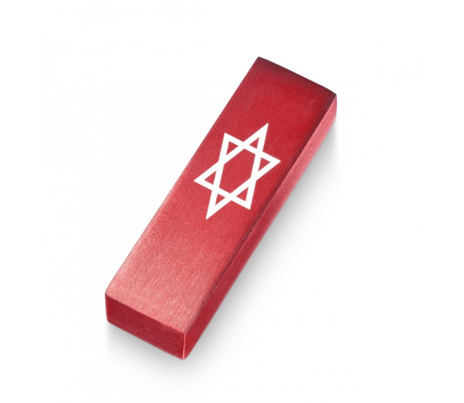 Adi Sidler Anodized Aluminum Car Mezuzah, Star Of David - Red