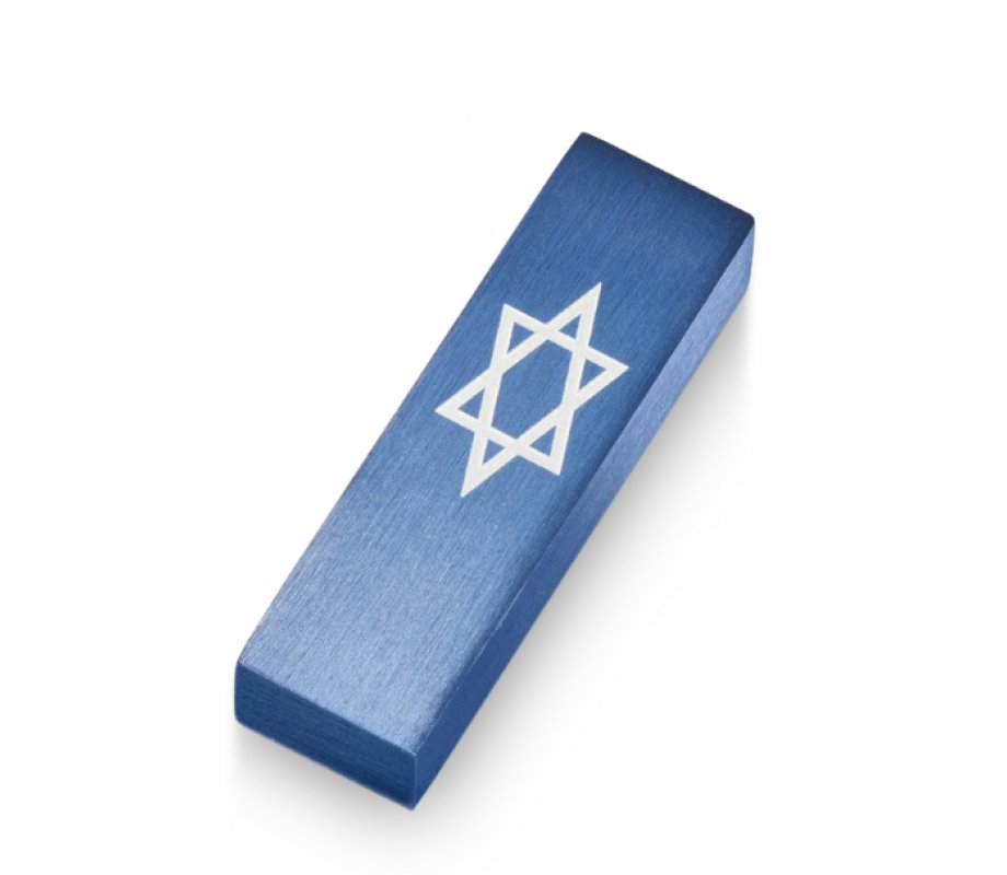 Adi Sidler Anodized Aluminum Car Mezuzah, Star of David - Blue
