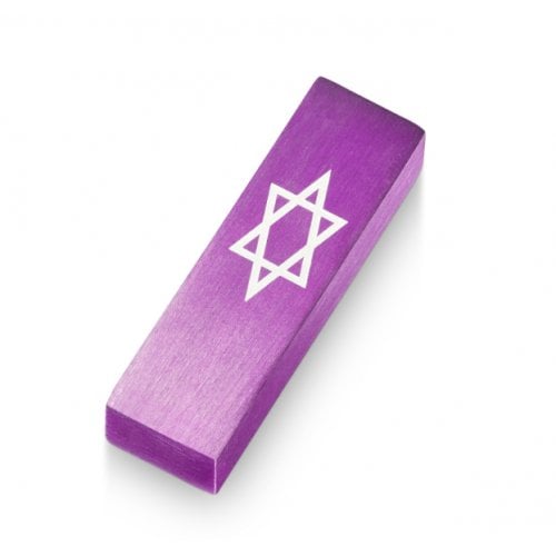 Adi Sidler Anodized Aluminum Car Mezuzah, Star of David - Purple